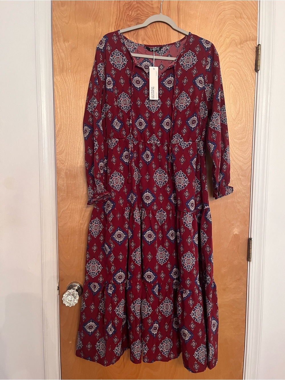 BloomChic Burgundy Printed Boho Maxi Dress